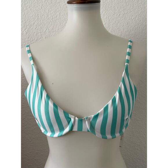 Kenny Flowers Swim Bikini Top Lanai Striped Strappy Swimwear - Picture 1 of 7